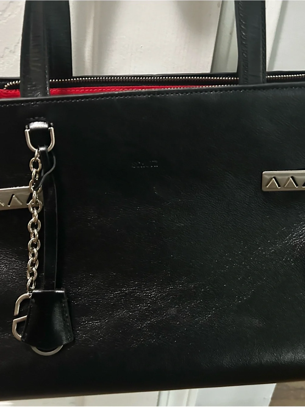 Schutz Black Leather Satchel Bag